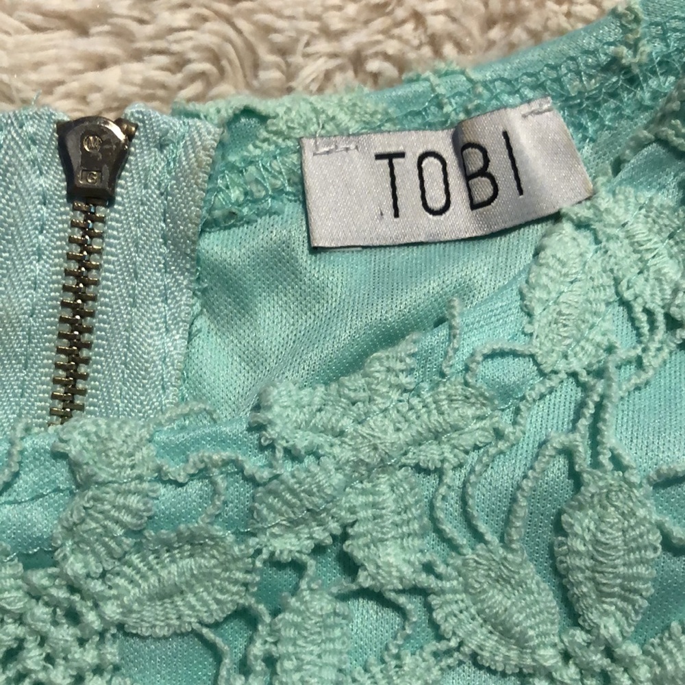 Mint blue floral lace crop top from Tobi! Small! - Picture 4 of 4